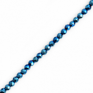 Top Glas Facett Perlen Rund 3mm Metallic teal blue
