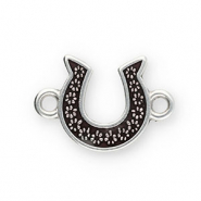 Metall Anhänger DQ Zwischenstück Hufeisen Antik silber-dark brown (Nickelfrei)