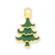 Metall Anhänger DQ Weihnachtsbaum Gold-dark green (Nickelfrei)