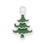 Metall Anhänger DQ Weihnachtsbaum Antik silber-dark green (Nickelfrei)