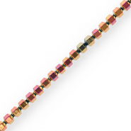Hämatit Perlen Hexagon Pink-yellow-AB coating