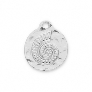 Metall Anhänger Rund mit Muschel Silver
