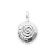 Metall Anhänger Oval mit Spirale Silver