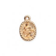 Metall Anhänger Oval mit Schlange Gold