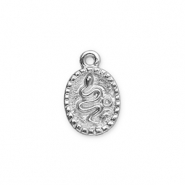 Metall Anhänger Oval mit Schlange Silver
