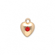 Metall Anhänger Herz mit Strass Gold-red