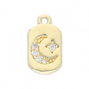 Brass TQ Metall Anhänger Mond und Stern Gold-transparent