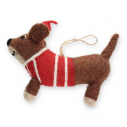 Trendy-Anhänger Filz Dackel Brown-red-white