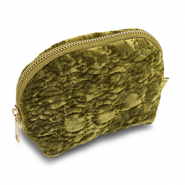 BY31® Etui Sammt mit gestickten Kreisen Olive green