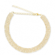 Brass TQ Metall Choker mit Strass Gold-crystal