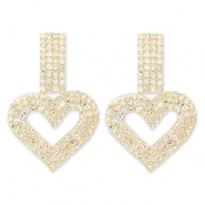 Eco-brass® (nachaltiges Messing) Ohrringe / Ohrstecker mit Strass Herz Gold-crystal