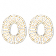 Eco-brass® (nachaltiges Messing) Ohrringe / Ohrstecker mit Zirkonia Oval Gold-crystal