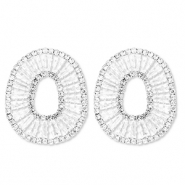 Eco-brass® (nachaltiges Messing) Ohrringe / Ohrstecker mit Zirkonia Oval Silver-crystal