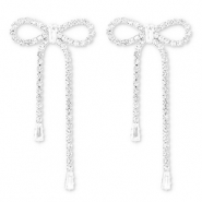 Eco-brass® (nachaltiges Messing) Ohrringe / Ohrstecker mit Strass Schleife Silver-crystal