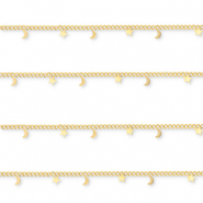 Stainless Steel - Rostfrei Stahl Schmuckzubehör Gliederkette mit Mond und Stern Gold