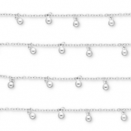 Stainless Steel - Rostfrei Stahl Schmuckzubehör Gliederkette mit Kugeln Silver