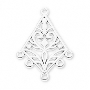 Stainless Steel - Rostfrei Stahl Schmuckzubehör Anhänger Barock Rhombus mit 5 Ösen Silver