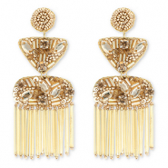 Trendy Ohrringe / Ohrstecker mit Glasperlen Gold