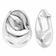 Stainless Steel - Rostfrei Stahl Schmuckzubehör Ohrringe / Ohrstecker Oval mit Öse Silver
