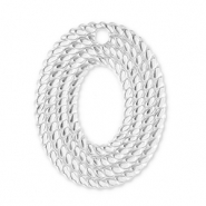 Stainless Steel - Rostfrei Stahl Anhänger Oval Silver