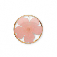 Anhänger mit getrockneter Blume Gold-light pink