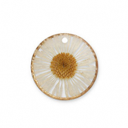 Anhänger mit getrockneter Blume Gold-beige