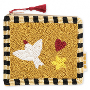 BY31® Etui Vogel mit Herz & Stern Mustard brown-light gold-black-multicolour