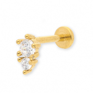 Ohrpiercing aus Stainless Steel - Rostfreiem Stahl mit Strass Gold-crystal