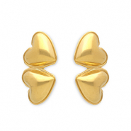 Ohrringe aus Stainless Steel - Rostfreiem Stahl Ohrstecker Herzen Gold