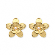 Ohrringe aus Stainless Steel - Rostfreiem Stahl Ohrstecker Blume Gold