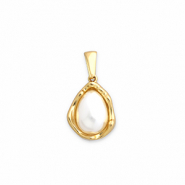Stainless Steel - Rostfrei Stahl Anhänger mit Imitation perlen Gold-white