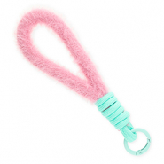 Trendy Segeltau-Handykette Pl&uuml;sch Pastel pink-turquoise