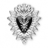 Stainless Steel - Rostfrei Stahl Anhänger Heilige Herz Silver-black
