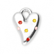 Stainless Steel - Rostfrei Stahl Anhänger Herz Silver-red-yellow
