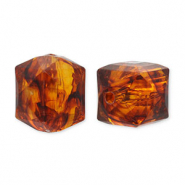 Acrylperlen Hexagon Orange brown