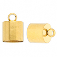 Stainless Steel - Rostfrei Stahl Schmuckzubehör Endkappen Ø10 mm mit Öse Gold