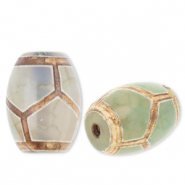 Naturstein Perlen Chalcedon Tube Green-beige-brown
