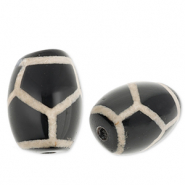 Naturstein Perlen Chalcedon Rice Black-sand beige