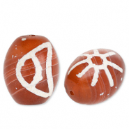 Naturstein Perlen Chalcedon Rice Mahogany red-white