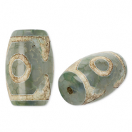 Naturstein Perlen Chalcedon Tube Green-beige-brown