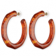 Trendy Resin Ohrringe / Ohrstecker Dark amber brown