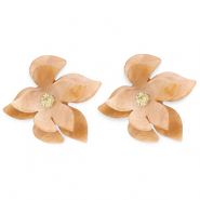 Trendy Resin Ohrringe / Ohrstecker Blume Brown marble-gold