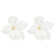 Trendy Resin Ohrringe / Ohrstecker Blume White-gold
