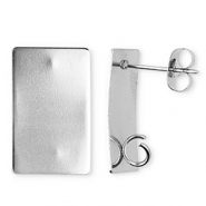Stainless Steel - Rostfrei Stahl Schmuckzubehör Ohrringe / Ohrstecker Rechteck mit Öse Silver