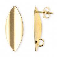 Stainless Steel - Rostfrei Stahl Schmuckzubehör Ohrringe / Ohrstecker Lang Oval mit Öse Gold