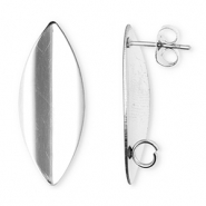 Stainless Steel - Rostfrei Stahl Schmuckzubehör Ohrringe / Ohrstecker Lang Oval mit Öse Silver