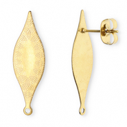 Stainless Steel - Rostfrei Stahl Schmuckzubehör Ohrringe / Ohrstecker Lang Oval mit Kreisen mit Öse Gold