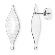 Stainless Steel - Rostfrei Stahl Schmuckzubehör Ohrringe / Ohrstecker Lang Oval mit Kreisen mit Öse Silver