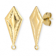 Stainless Steel - Rostfrei Stahl Schmuckzubehör Ohrringe / Ohrstecker Rhombus mit Öse Gold