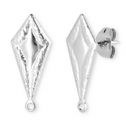 Stainless Steel - Rostfrei Stahl Schmuckzubehör Ohrringe / Ohrstecker Rhombus mit Öse Silver